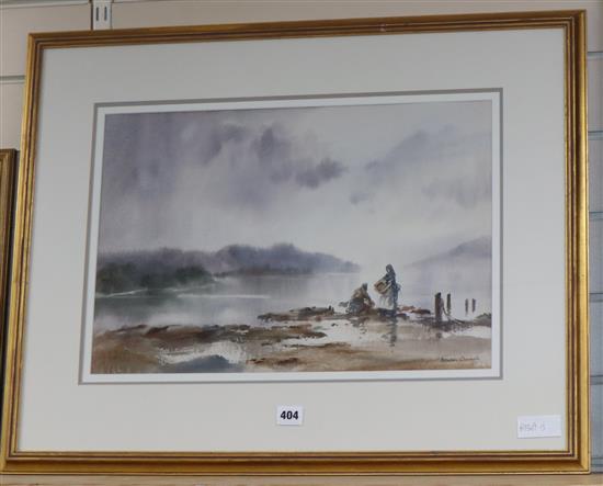 Ashton Cannell, watercolour, By the loch, signed, 33 x 49cm
